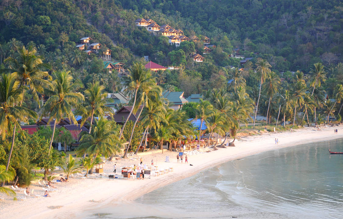 A beach on Koh Phangan in the evening sun A beach on Koh Phangan