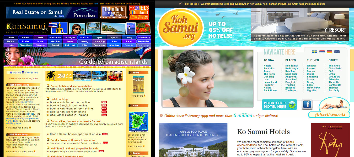 This is how kohsamui.org looked in 2006 and 2012 How kohsamui.org looked in 2006 and 2012