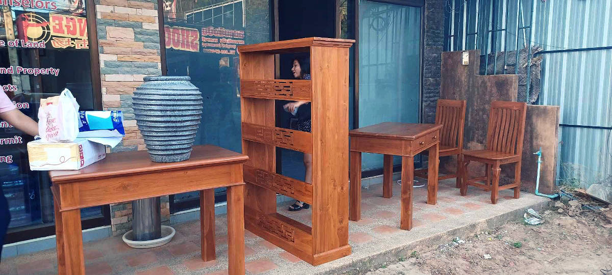 The wooden furniture we bought for our office